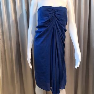 PHILLIP LIM Linen & Silk Draping Strapless Dress 8